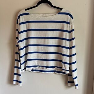 J. Crew Blue and White Striped Cropped Top size L